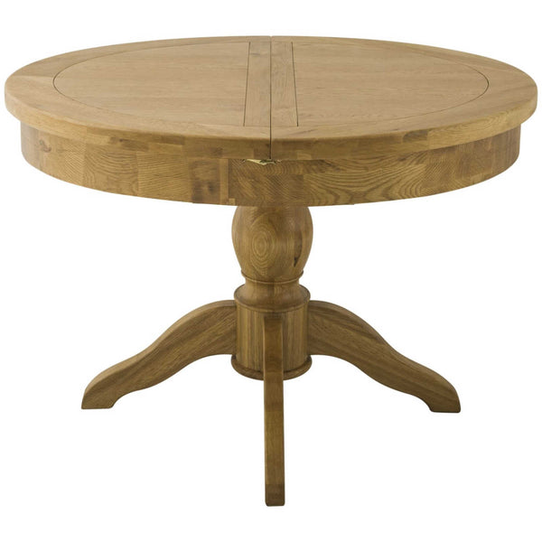 Portland Grand Oak Round Extending Dining Table