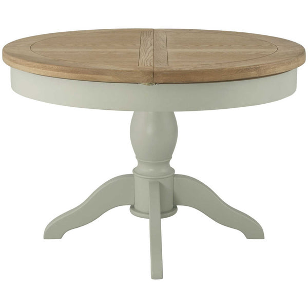 Portland Grand Oak & Stone Painted Round Extending Dining Table