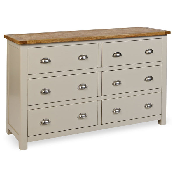 Portland Oak & Stone Painted 6 Drawer Wide Chest