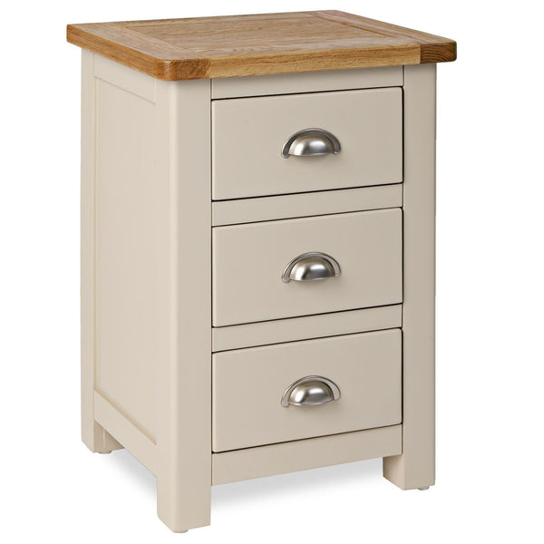 Portland Oak & Stone Painted 3 Drawer Bedside Cabinet