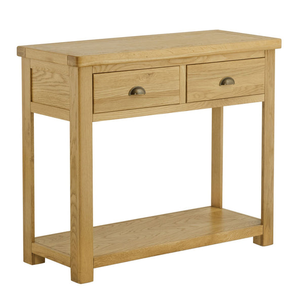 Portland Oak 2 Drawer Console Table