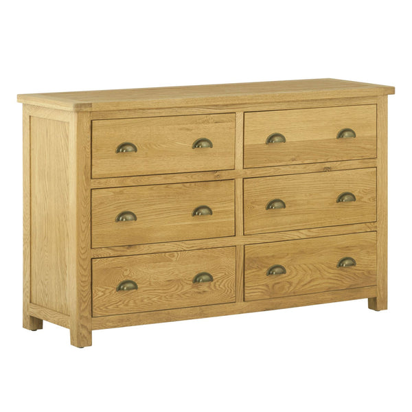 Portland Oak 6 Drawer Wide Chest