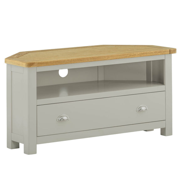 Portland Oak & Stone Painted Corner TV Cabinet