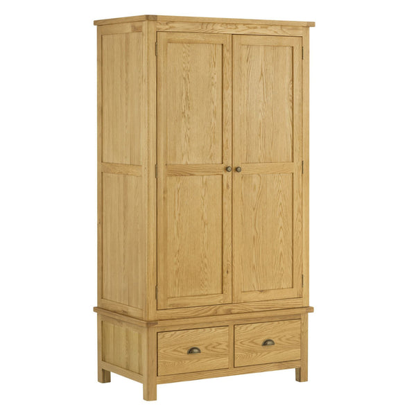 Portland Oak 2 Door 2 Drawer Wardrobe