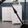 Portland Oak & Stone Painted Chest of Drawers - 5 Drawer Tall Chest