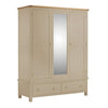 Portland Oak & Pebble Painted 3 Door 2 Drawer Triple Wardrobe