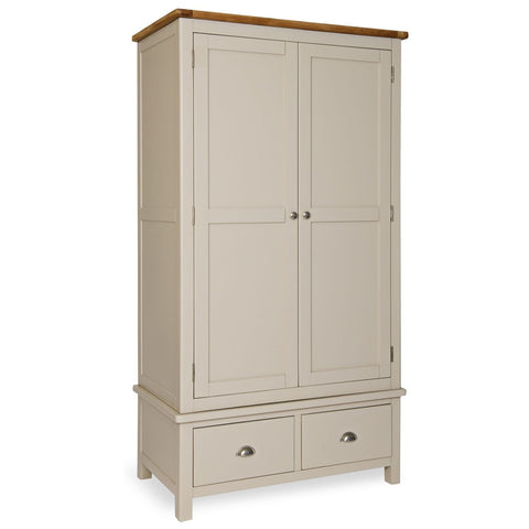 Portland Oak & Stone Painted 2 Door 2 Drawer Wardrobe