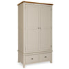 Portland Oak & Stone Painted 2 Door 2 Drawer Wardrobe