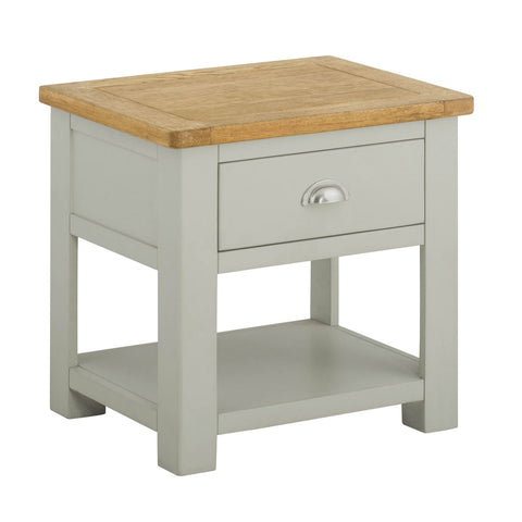 Portland Oak & Stone Painted Lamp Table With Drawer