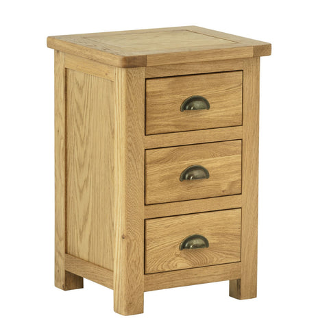 Portland Oak 3 Drawer Bedside Cabinet