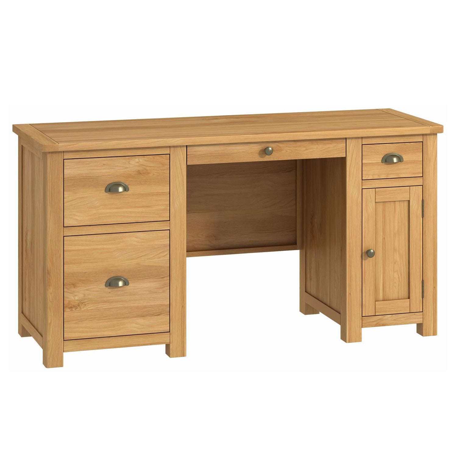 Oak desk with deals shelves